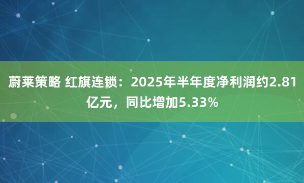蔚莱策略 红旗连锁：2025年半年度净利润约2.81亿元，同比增加5.33%